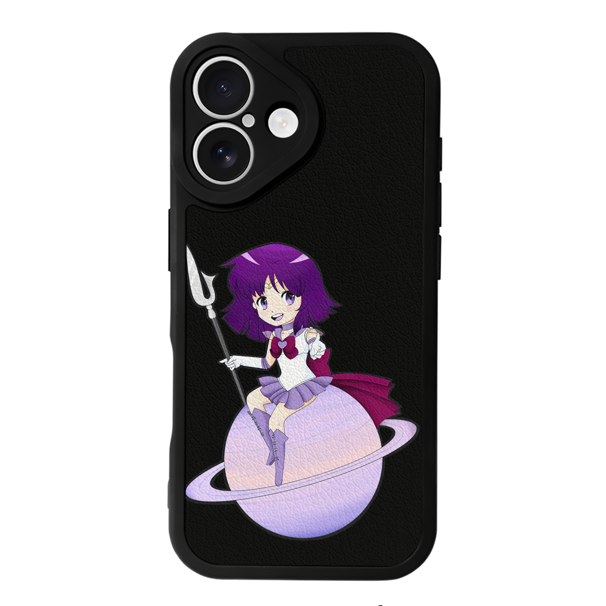 （画像用） 美少女戦士セーラームーン 土萠ほたる Sailor Moon Tomoe Hotaru （セーラーサターン；Sailor Saturn） 【iPhone 16シリーズ対応】シリコンスマホケース（レザー調） 材質：シリコン